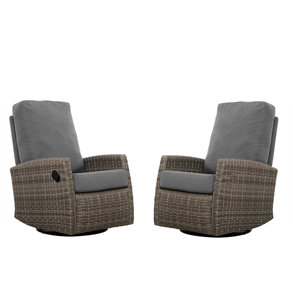 Pair of Keywest Wicker Outdoor Swivel Glider Recliner | Patio Lounge Chair x 2