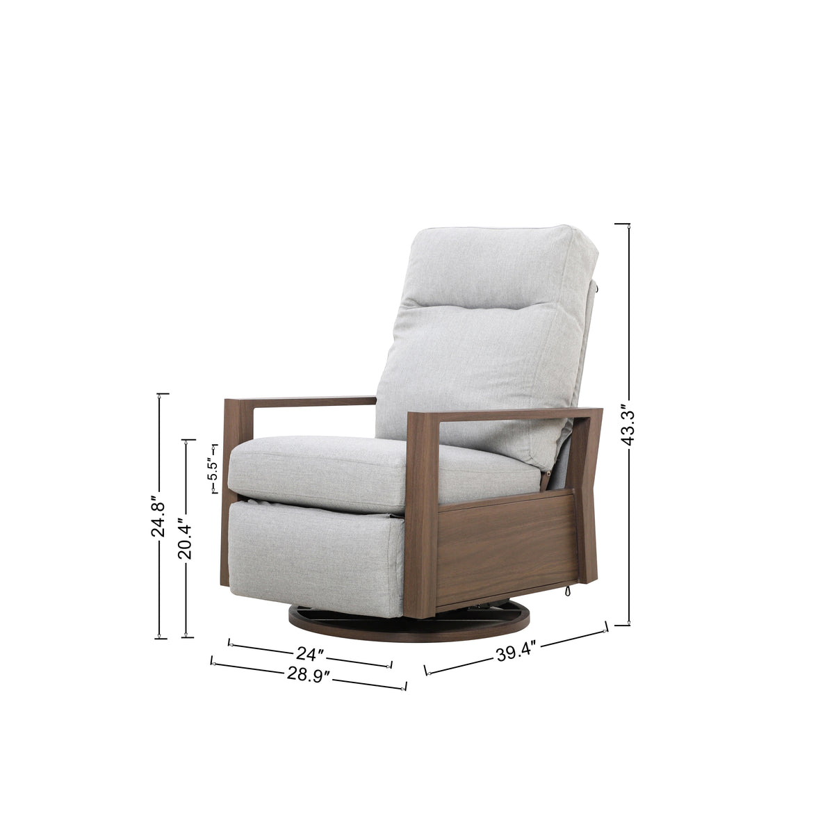 Shoreline 5-Seat Patio Aluminum Reclining Sofa Conversation Set with Pair of Recliners in Steeple Gray | Outdoor Set