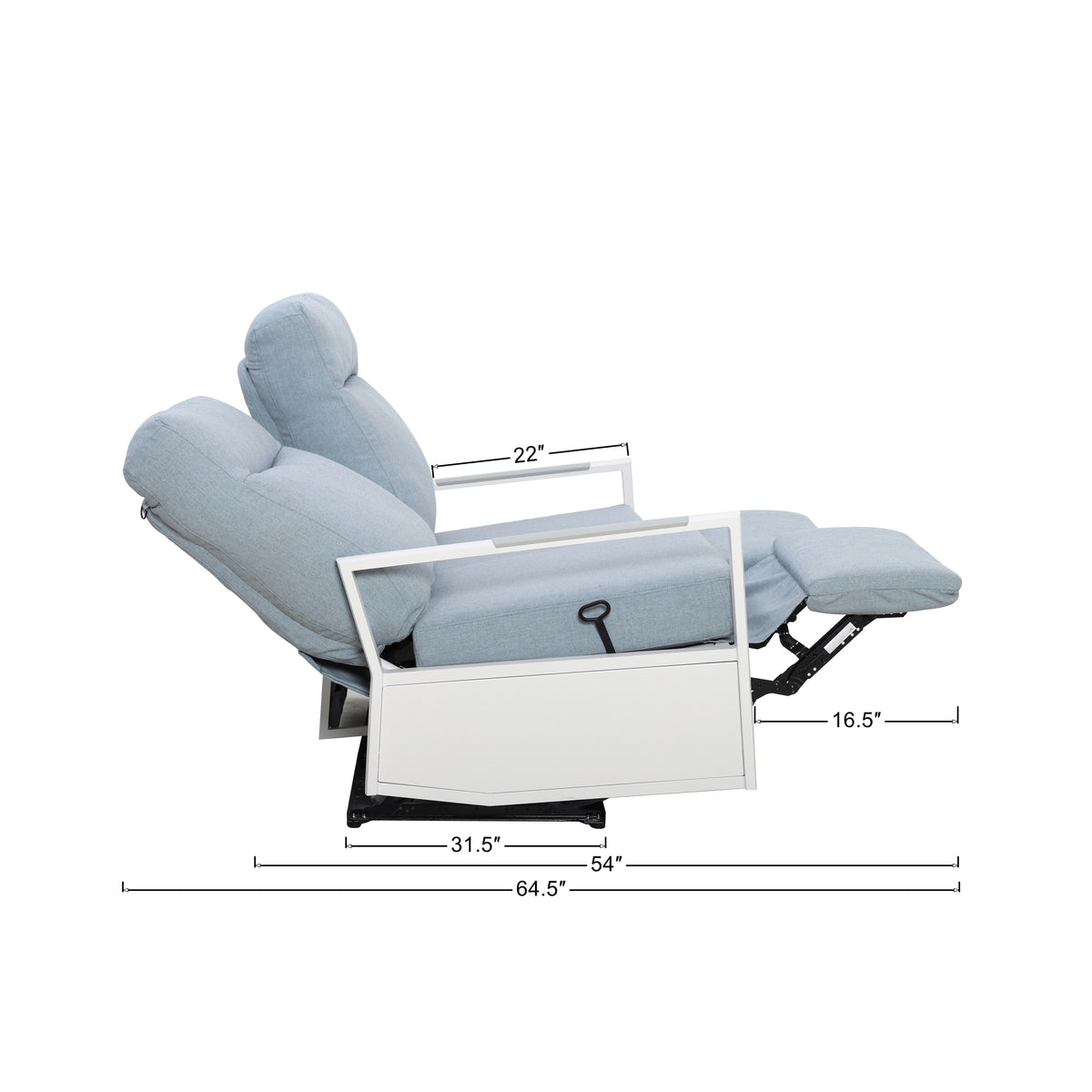 Kiesta Outdoor Aluminum Reclining Loveseat Sofa | Outdoor Sofa
