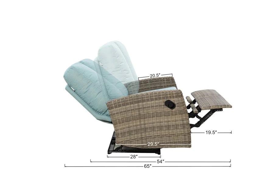 Keywest Three-Seat Outdoor Wicker Reclining Sofa in Sunbrella® Canvas Navy