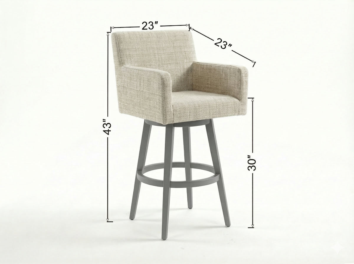 Solurium Bar Stool - Mist Gray _ Outdoor Upholstered Bar Stool — Outdoor Nook USA - size