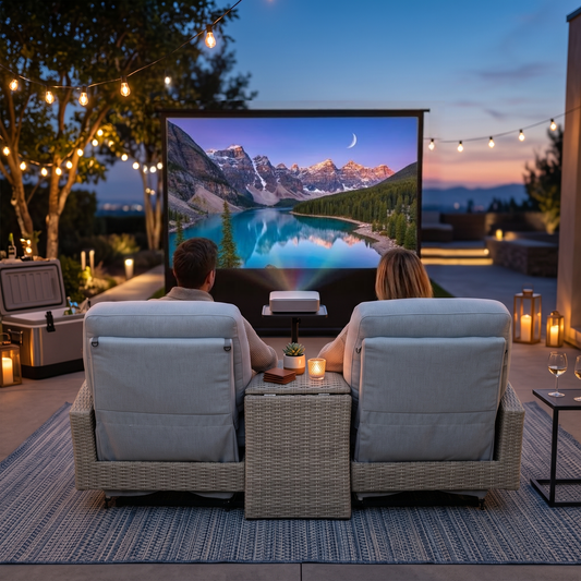 Avalon Outdoor Wicker Theater Reclining Loveseat Sofa with Console | Outdoor Theater Seating