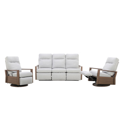 Shoreline 5-Seat Patio Aluminum Reclining Sofa Conversation Set with Pair of Recliners in Steeple Gray | Outdoor Set