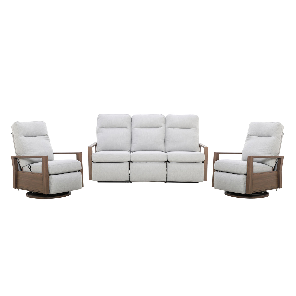 Shoreline 5-Seat Patio Aluminum Reclining Sofa Conversation Set with Pair of Recliners in Steeple Gray | Outdoor Set