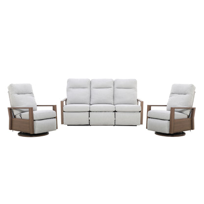 Shoreline 5-Seat Patio Aluminum Reclining Sofa Conversation Set with Pair of Recliners in Steeple Gray | Outdoor Set
