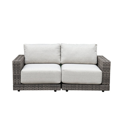 Malibu II 5-piece Patio Wicker Modular Loveseat Set with Ottoman and Swivel Glider Recliners | Outdoor Set