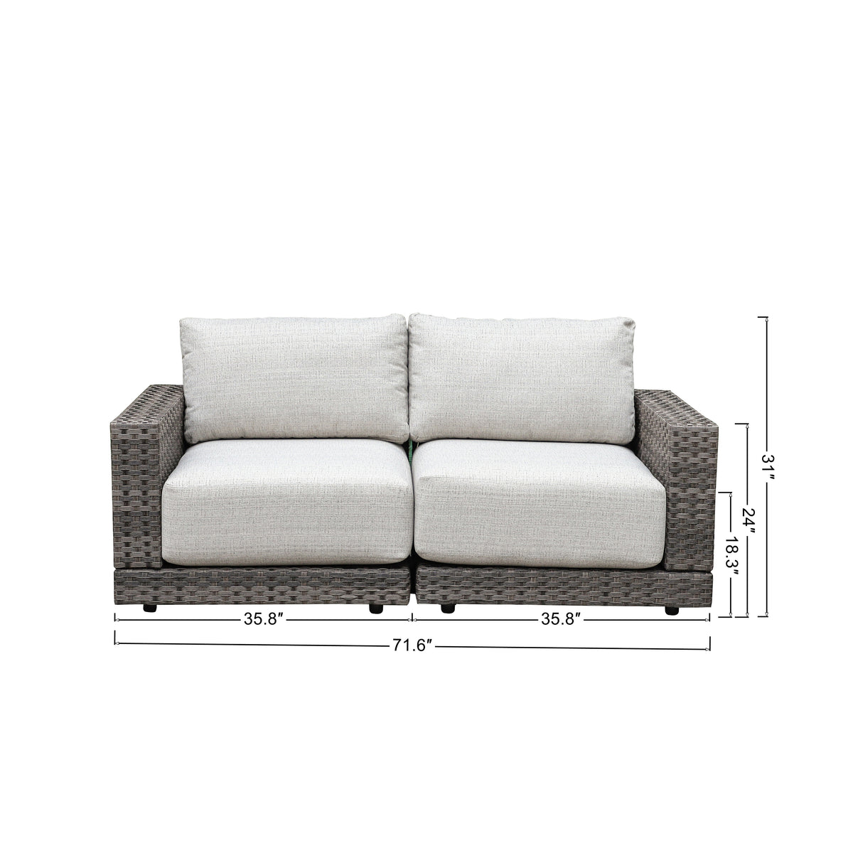 Malibu II 5-piece Patio Wicker Modular Loveseat Set with Ottoman and Swivel Glider Recliners | Outdoor Set