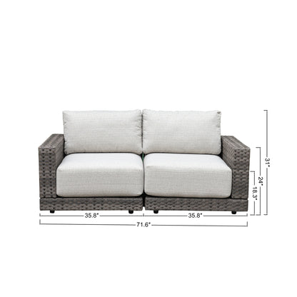 Malibu II 5-piece Patio Wicker Modular Loveseat Set with Ottoman and Swivel Glider Recliners | Outdoor Set