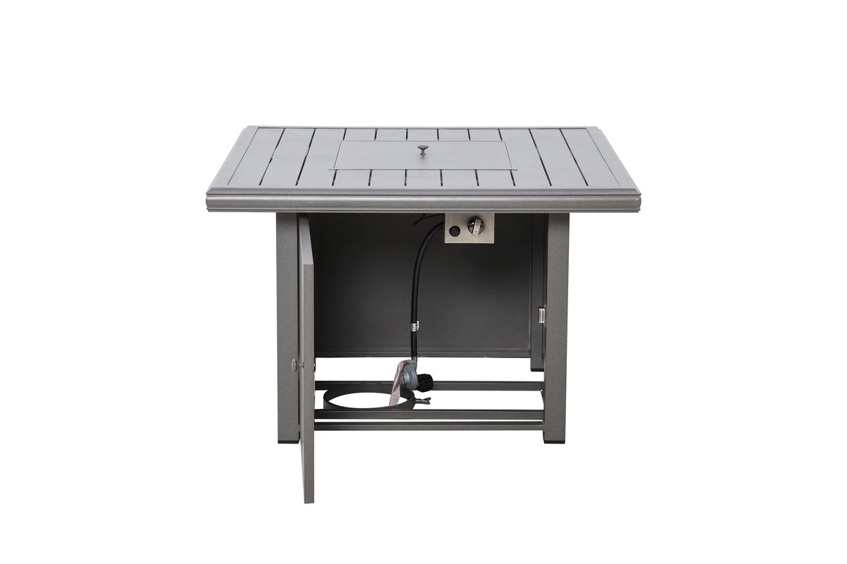 Huntington Outdoor Firepit Set | 4PC Aluminum Swivel Glider Recliners with Firepit Table