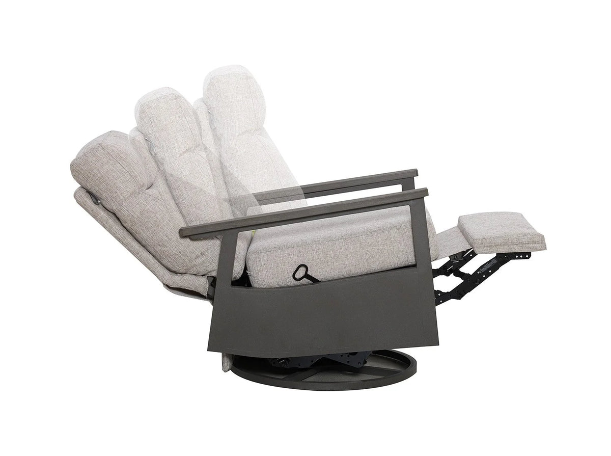 Huntington Outdoor Firepit Set | 4PC Aluminum Swivel Glider Recliners with Firepit Table
