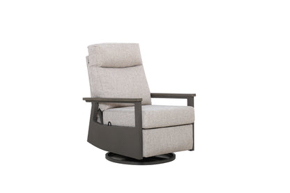 Huntington Outdoor Firepit Set | 4PC Aluminum Swivel Glider Recliners with Firepit Table