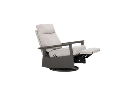 Huntington Outdoor Firepit Set | 4PC Aluminum Swivel Glider Recliners with Firepit Table
