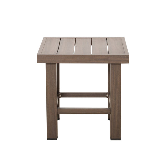 Shoreline Outdoor Wood-Look Aluminum Side Table