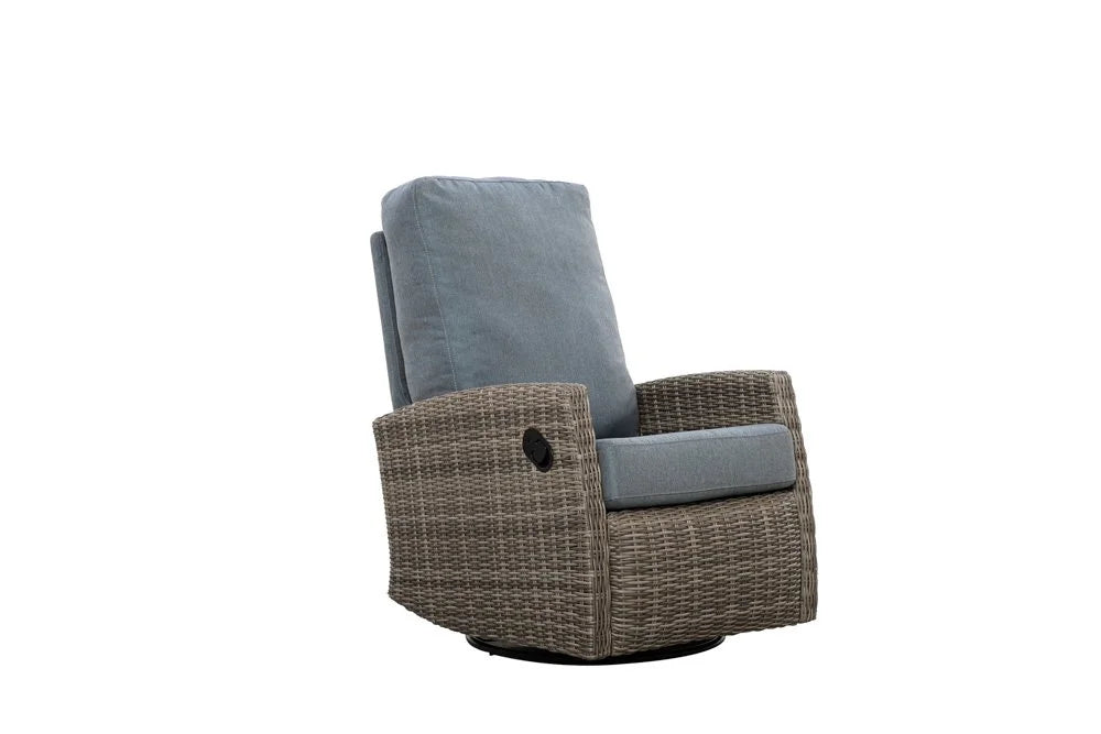 Keywest Wicker Outdoor 2PC Swivel Glider Recliner and Side Table | Outdoor Bistro Set