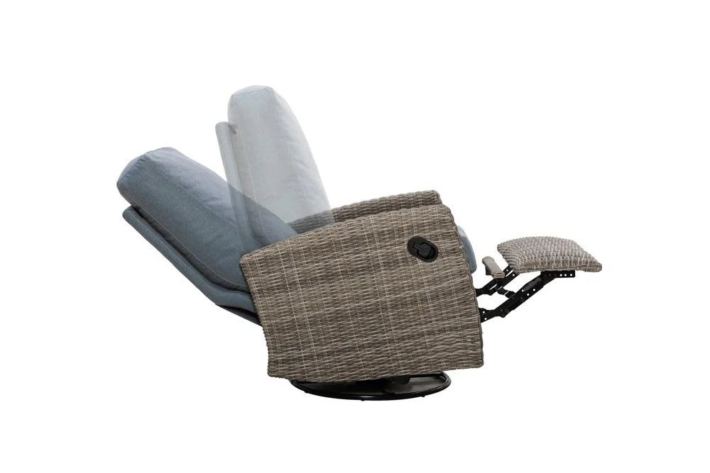 Keywest Outdoor Firepit Bistro Set | 2PC Wicker Swivel Glider Recliner with Firepit Table