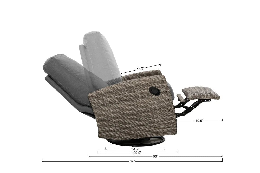 Pair of Keywest Wicker Outdoor Swivel Glider Recliner _ Patio Lounge Chair x 2 — Outdoor Nook USA - size