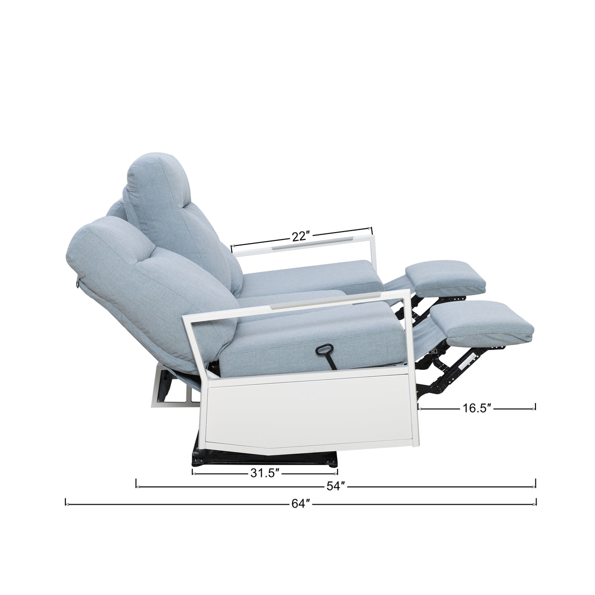 Kiesta Outdoor Aluminum Reclining Sofa | Outdoor Sofa