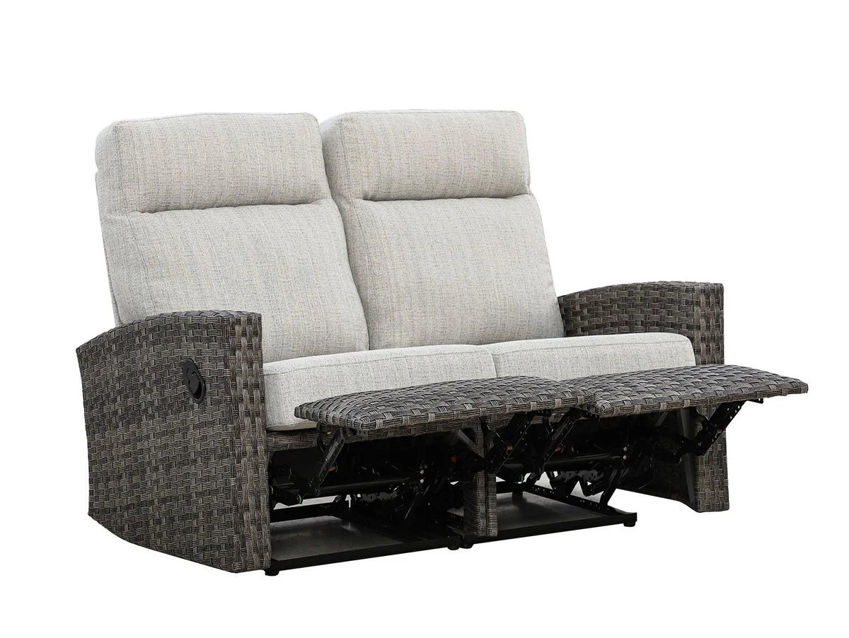 Malibu II Outdoor Wicker Reclining Loveseat Conversation Set with a pair of Recliners | Outdoor Set