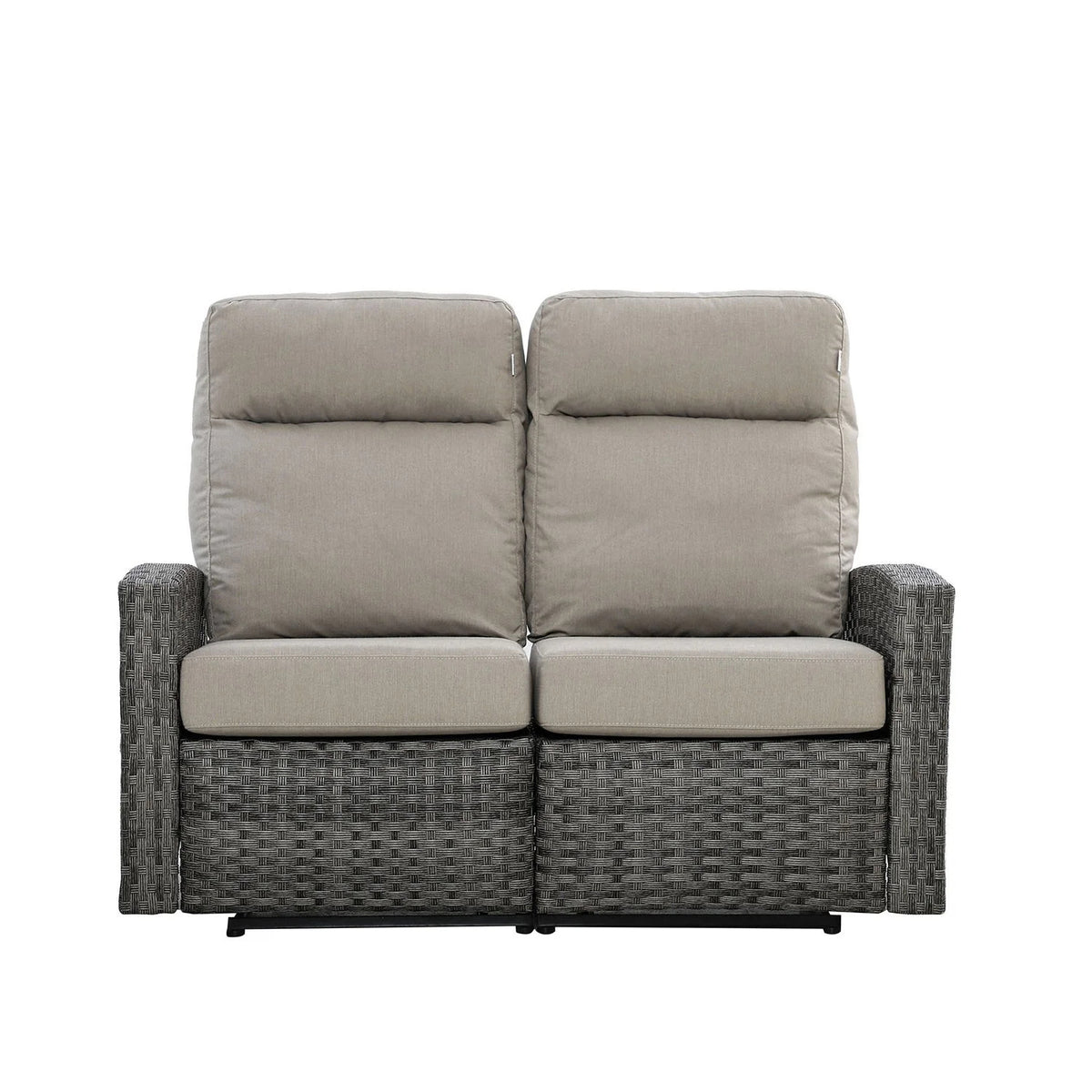 Malibu II Outdoor Wicker Reclining Loveseat Sofa in Sunbrella® Canvas Taupe