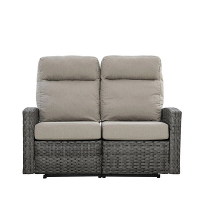 Malibu II Outdoor Wicker Reclining Loveseat Sofa in Sunbrella® Canvas Taupe