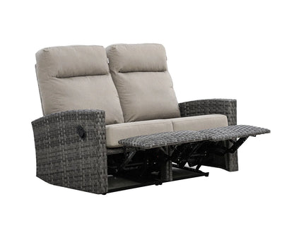 Malibu II Outdoor Wicker Reclining Loveseat Conversation Set with a pair of Recliners in Sunbrella® Canvas Taupe | Outdoor Set