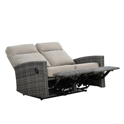 Malibu II Outdoor Wicker Reclining Loveseat Sofa in Sunbrella® Canvas Taupe