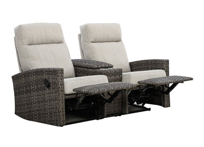 Malibu II Outdoor Wicker Reclining Loveseat Sofa with Console