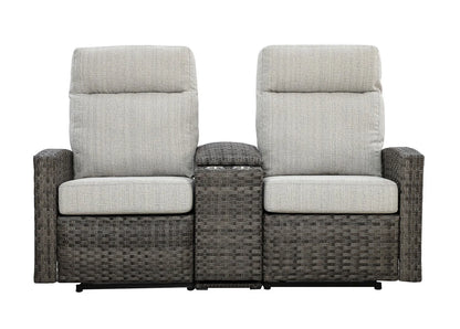 Malibu II Outdoor Wicker Reclining Loveseat Sofa with Console
