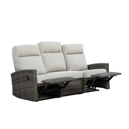 Malibu II Outdoor Wicker Reclining Sofa Conversation Set with a pair of Recliners | Outdoor Set