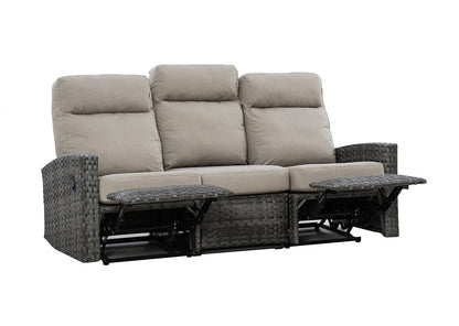 Malibu II Outdoor Wicker Reclining Sofa Conversation Set with a pair of Recliners in Sunbrella® Canvas Taupe | Outdoor Set