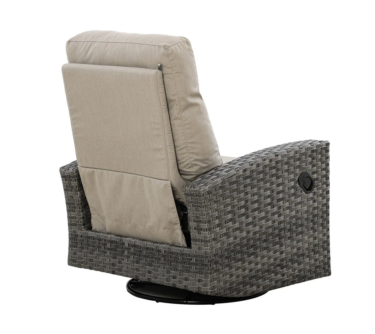 Malibu II Outdoor Wicker Reclining Loveseat Conversation Set with a pair of Recliners in Sunbrella® Canvas Taupe | Outdoor Set