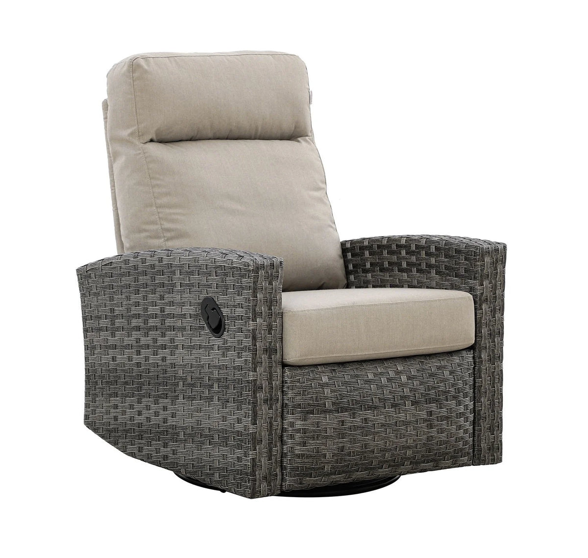 Malibu II Wicker Outdoor Swivel Glider Recliner in Sunbrella® Canvas Taupe  | Patio Lounge Chair