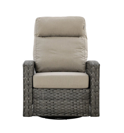 Malibu II Outdoor Wicker Reclining Loveseat Conversation Set with a pair of Recliners in Sunbrella® Canvas Taupe | Outdoor Set