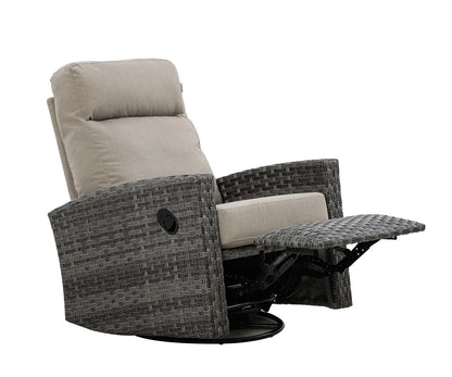 Malibu II Outdoor Wicker Reclining Loveseat Conversation Set with a pair of Recliners in Sunbrella® Canvas Taupe | Outdoor Set