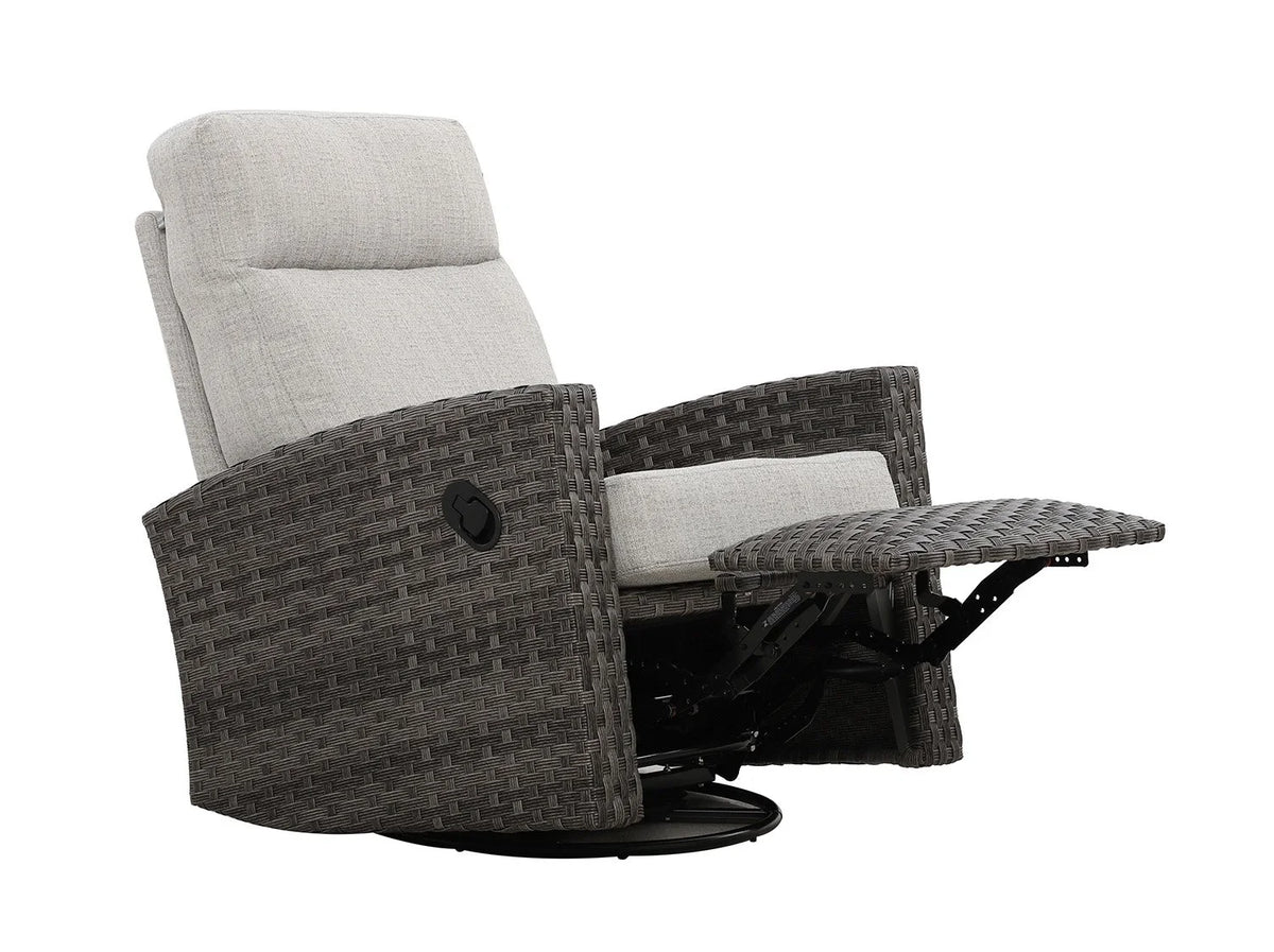 Malibu II Wicker Outdoor 2PC Swivel Glider Recliner and Side Table | Outdoor Bistro Set