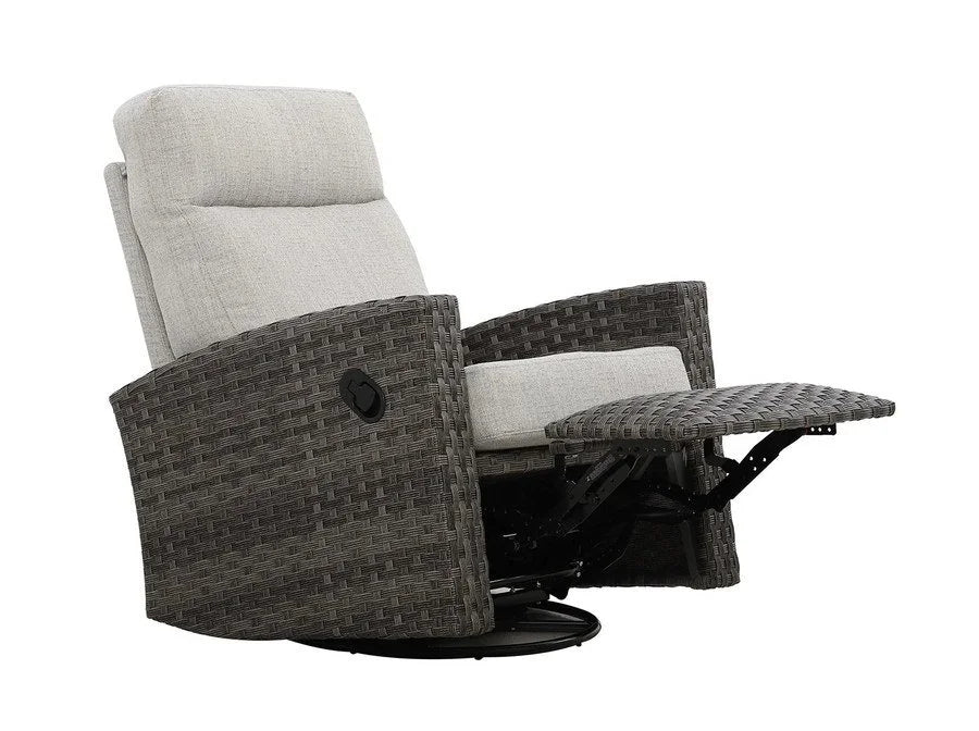 Malibu II Wicker Outdoor 2PC Swivel Glider Recliner and Wicker Side Table | Outdoor Bistro Set