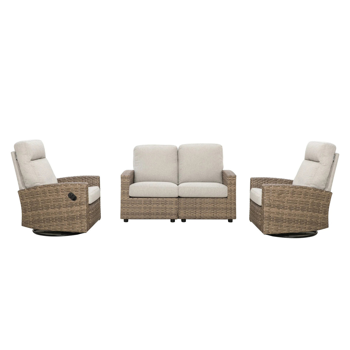 Newport 4-piece Patio Wicker Modular Sofa Set with Swivel Glider Recliners | Outdoor Set