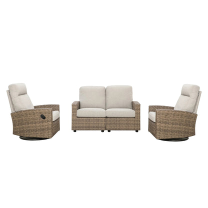 Newport 4-piece Patio Wicker Modular Sofa Set with Swivel Glider Recliners | Outdoor Set