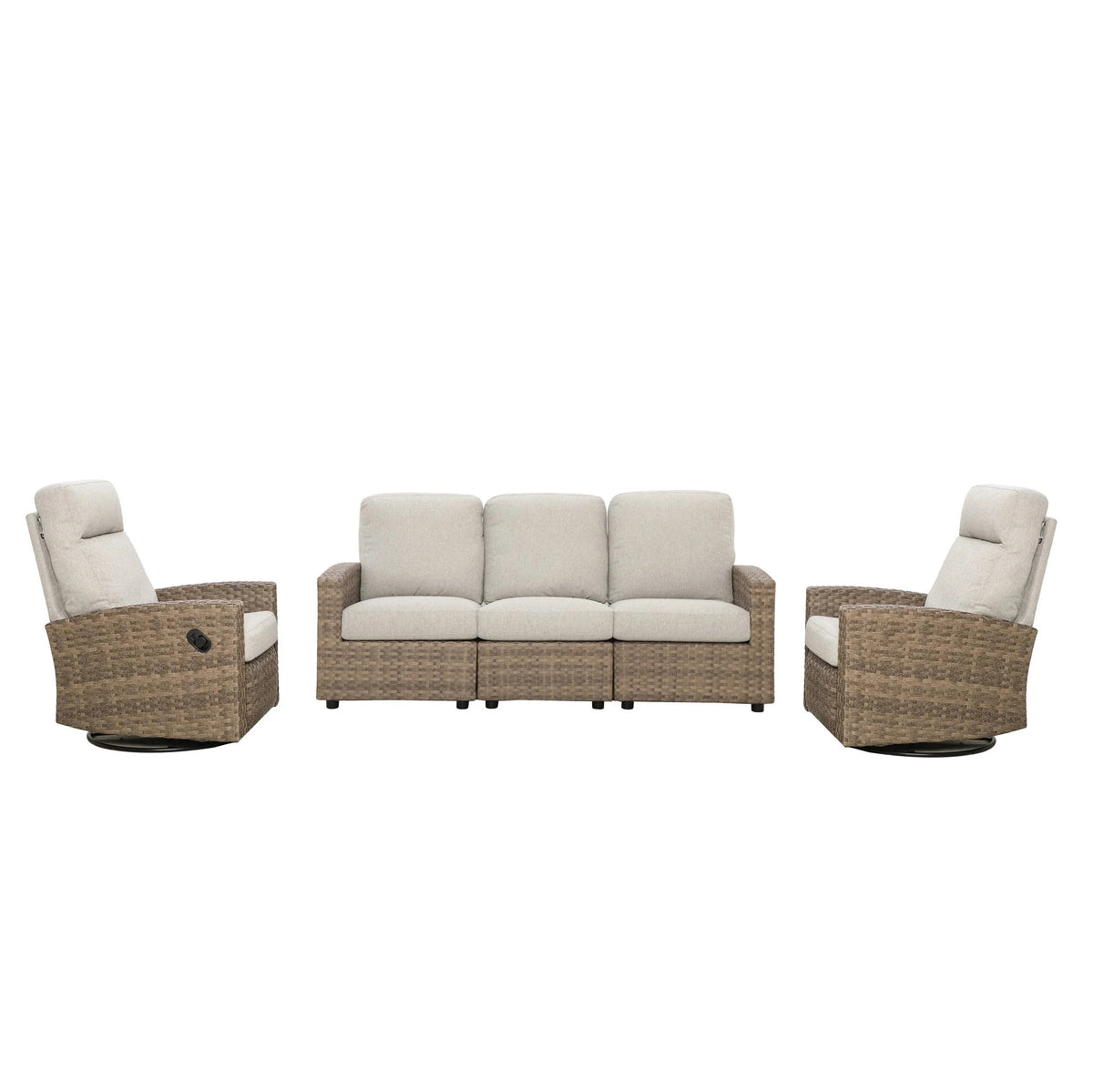 Newport 5-piece Patio Wicker Modular Sofa Set with Swivel Glider Recliners | Outdoor Set