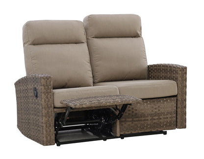 Newport Outdoor Wicker Reclining Loveseat Sofa in Sunbrella® Spectrum Mushroom