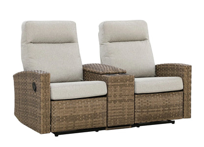 Newport Outdoor Wicker Reclining Console Loveseat Conversation Set with a pair of Recliners | Outdoor Set