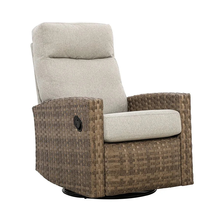 Pair of Newport Wicker Outdoor Swivel Glider Recliner  | Patio Lounge Chair x 2