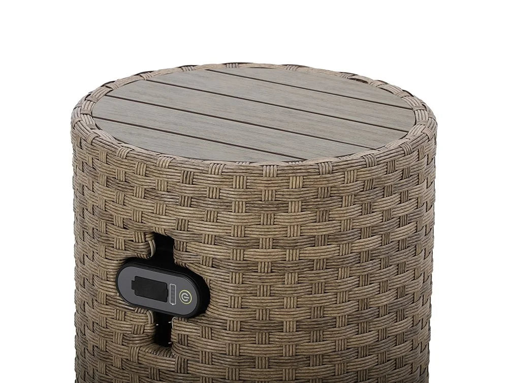 Newport Outdoor Speaker Bistro Set | 2PC Wicker Swivel Glider Recliner with Wosaic Speaker Table