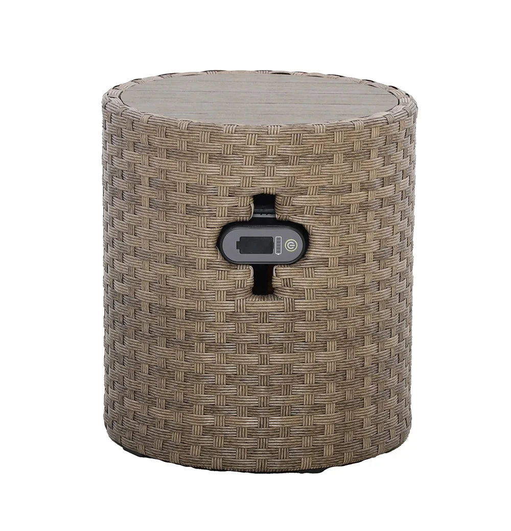 Newport Wosaic Wicker Side Table with Speaker & Charger
