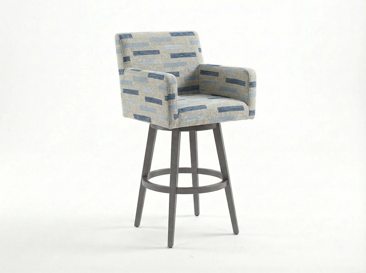 Outdoor Nook Solurium™ Swivel Bar Stool with Arms - Harbor Stripe | Outdoor Bar Stool