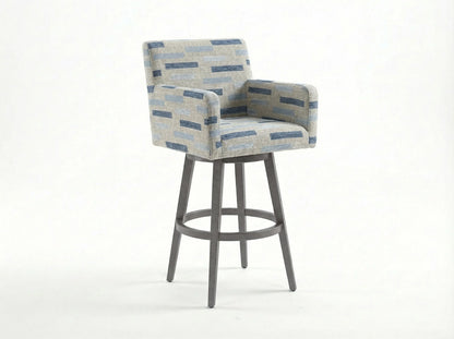 Outdoor Nook Solurium™ Swivel Bar Stool with Arms - Harbor Stripe | Outdoor Bar Stool