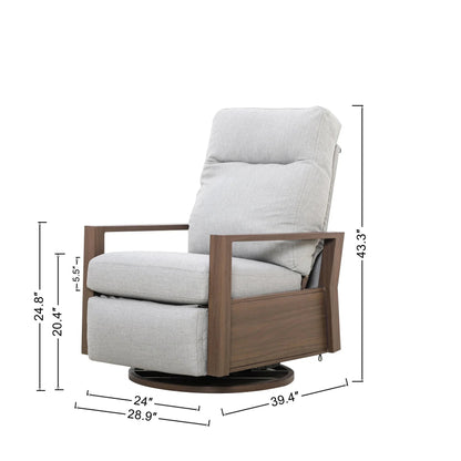 Shoreline Aluminum Outdoor 2PC Swivel Glider Recliners in Steeple Gray and Side Table — Outdoor Nook - size