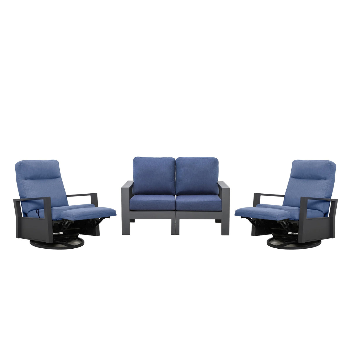 Shoreline 4-Seat Patio Aluminum Seating Group with Swivel Glider Recliners | Outdoor Set