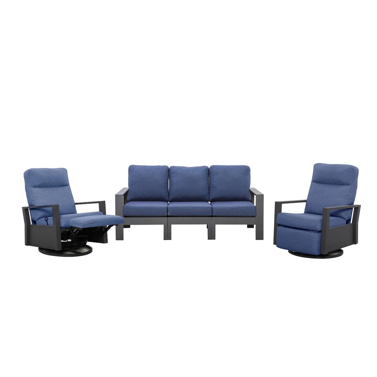 Shoreline 5-Seat Patio Aluminum Seating Group with Swivel Glider Recliners | Outdoor Set
