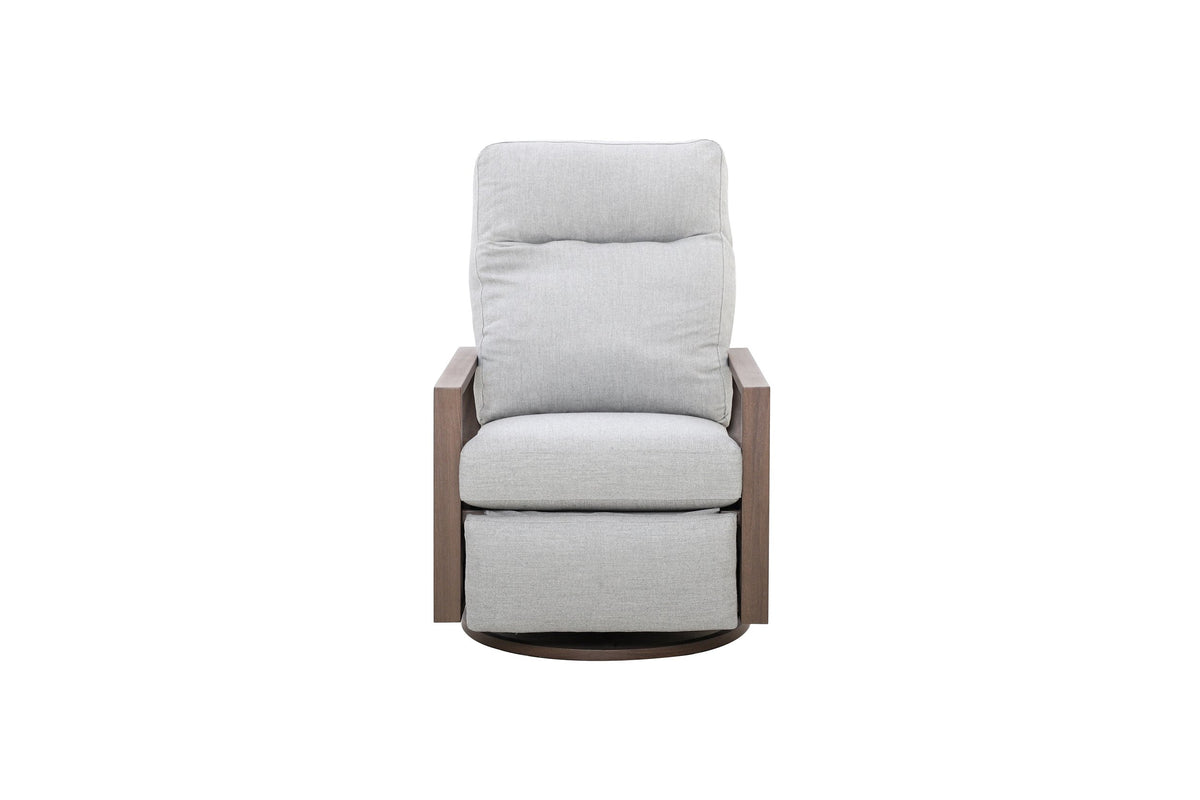 Shoreline Aluminum Outdoor 2PC Swivel Glider Recliner in Steeple Gray and Side Table | Outdoor Bistro Set